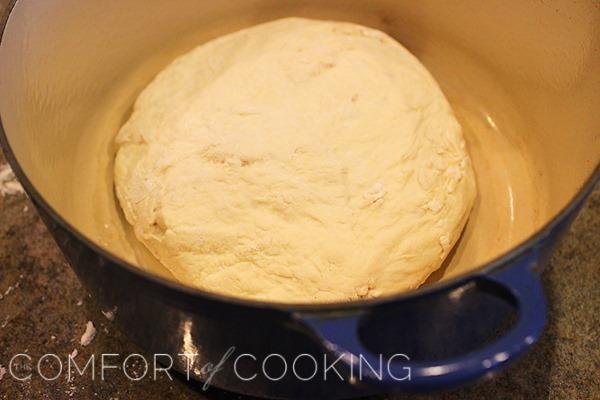 No-Knead Crusty Artisan Bread – My most reader-loved recipe! This crusty, fluffy artisan bread needs only 4 ingredients and 5 minutes. | thecomfortofcooking.com