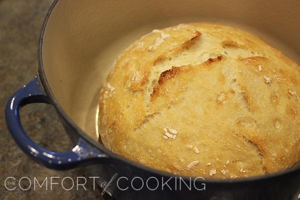 No-Knead Crusty Artisan Bread – My most reader-loved recipe! This crusty, fluffy artisan bread needs only 4 ingredients and 5 minutes. | thecomfortofcooking.com