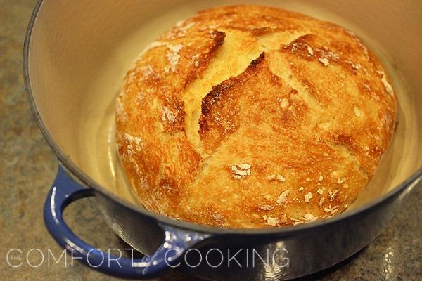 No-Knead Crusty Artisan Bread – My most reader-loved recipe! This crusty, fluffy artisan bread needs only 4 ingredients and 5 minutes. | thecomfortofcooking.com