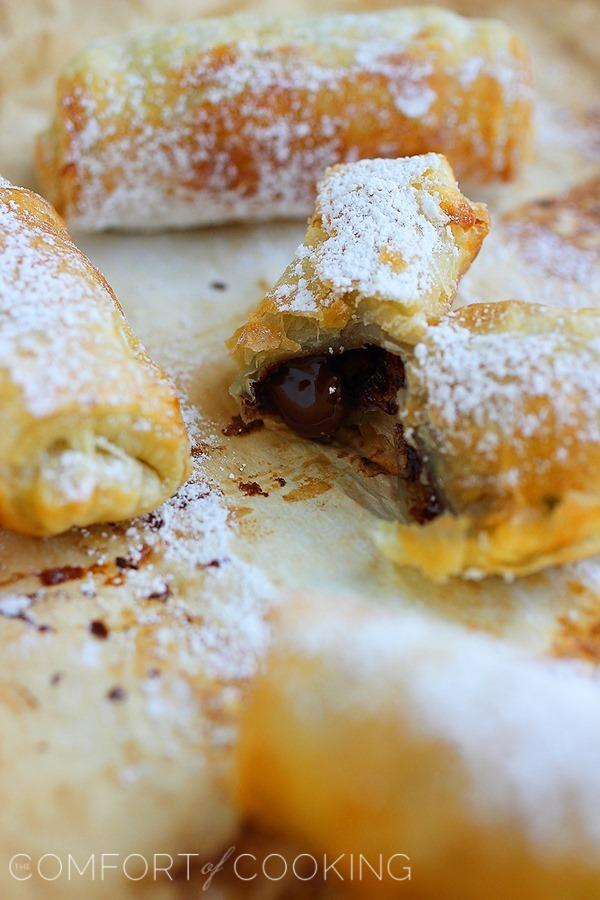 3-Ingredient Cheater's Chocolate Croissants – Just 10 minutes to your own gooey, buttery cheater's chocolate "croissants"! | thecomfortofcooking.com