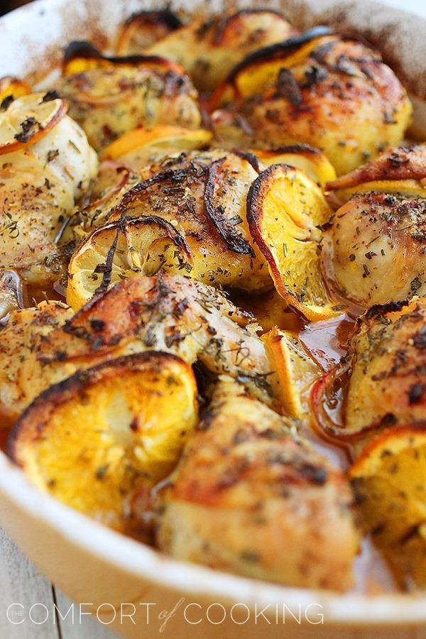 Herb and Citrus Oven Roasted Chicken – Super easy, elegant roasted chicken with fresh lemons, oranges and herbs! | thecomfortofcooking.com