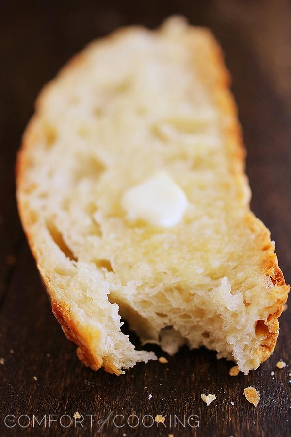 No-Knead Crusty Artisan Bread – My most reader-loved recipe! This crusty, fluffy artisan bread needs only 4 ingredients and 5 minutes. | thecomfortofcooking.com