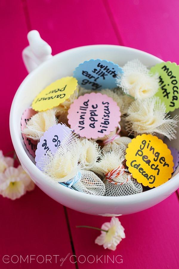 Homemade Tea Bags + Personalized Tags – For a thoughtful, easy and inexpensive gift, surprise her with tea bags (no sewing required)! | thecomfortofcooking.com