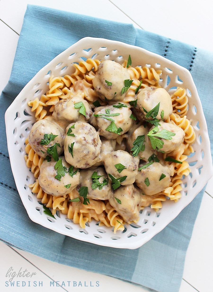 Lighter Swedish Meatballs – A forgotten favorite gets a delicious, skinnier twist! You'll love these saucy Swedish meatballs... total comfort food with fewer calories! | thecomfortofcooking.com