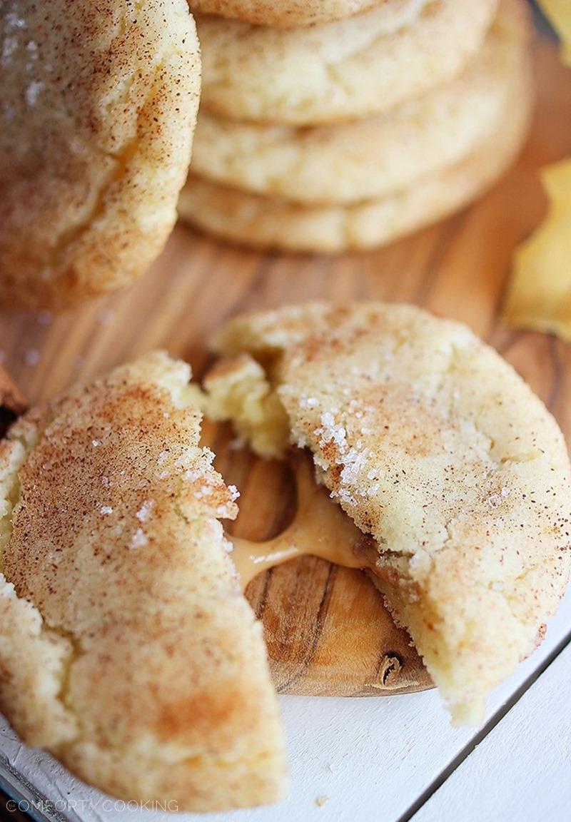 Sea Salt Caramel Stuffed Snickerdoodles – Our favorite EVER cookie! They’re so easy, gooey and absolutely irresistible! | thecomfortofcooking.com