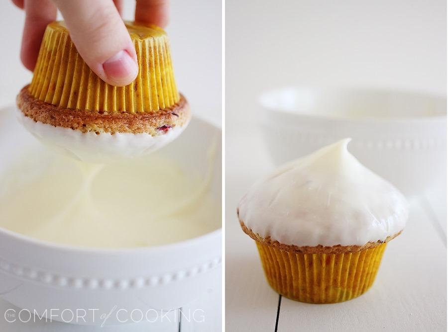 Glazed Cranberry Orange Muffins – Super soft, sweet and tart cranberry-orange muffins with an orange glaze! | thecomfortofcooking.com