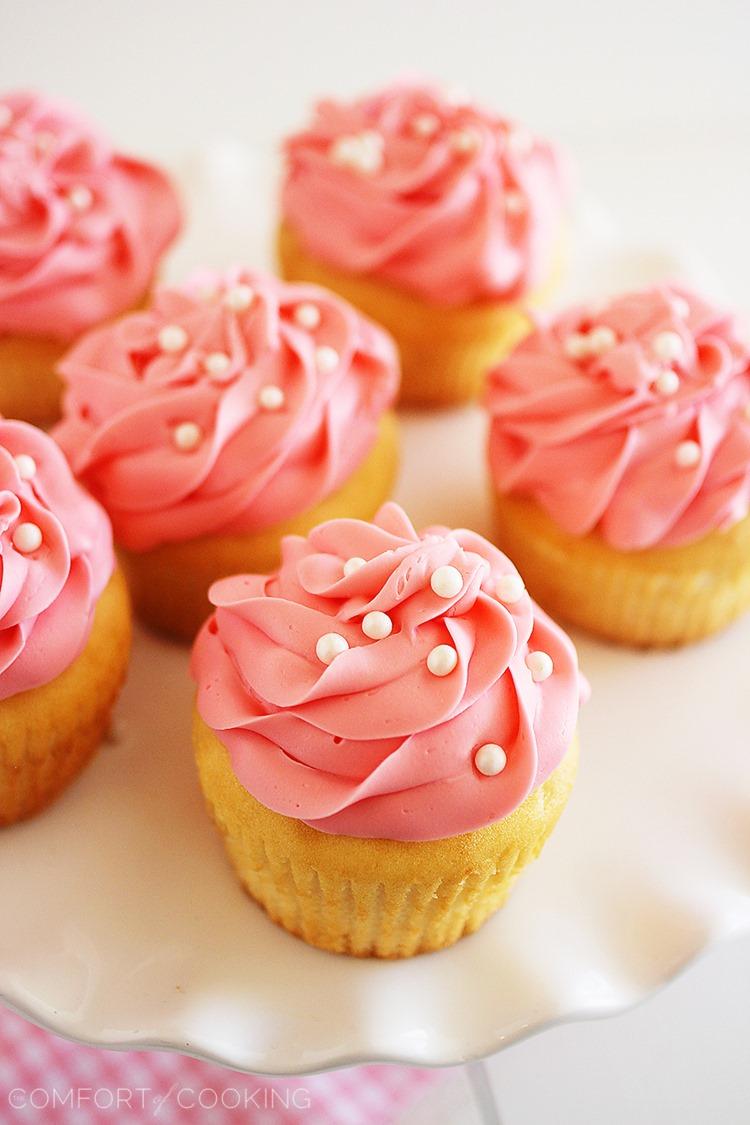 Pink Champagne Cupcakes – Toast to any occasion that calls for bubbles with a batch of soft, sweet and easy champagne cupcakes! | thecomfortofcooking.com