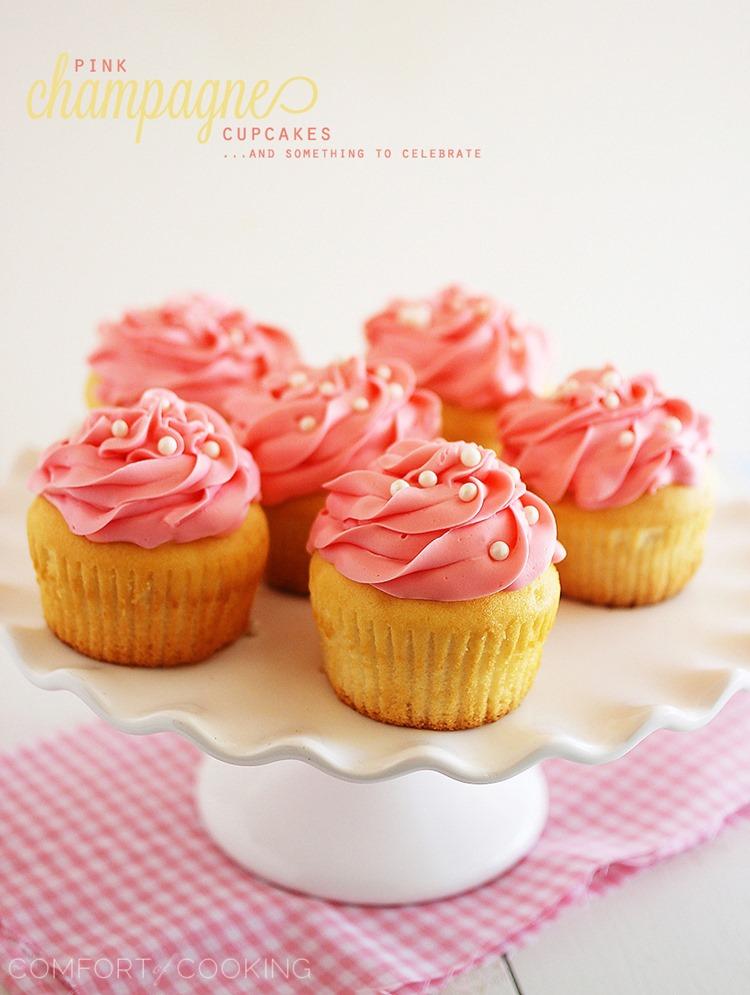 Pink Champagne Cupcakes – Toast to any occasion that calls for bubbles with a batch of soft, sweet and easy champagne cupcakes! | thecomfortofcooking.com