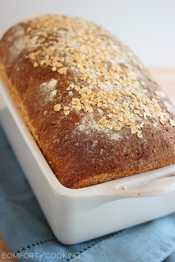 Whole Wheat Honey Oatmeal Bread – Soft and fluffy homemade whole wheat bread with a touch of honey - perfect for hearty sandwiches and buttery toast! | thecomfortofcooking.com