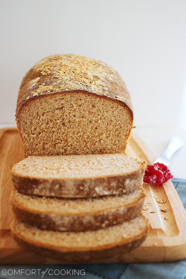 Whole Wheat Honey Oatmeal Bread – Soft and fluffy homemade whole wheat bread with a touch of honey - perfect for hearty sandwiches and buttery toast! | thecomfortofcooking.com