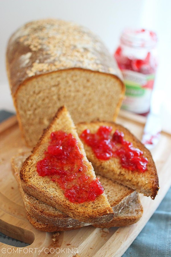 Whole Wheat Honey Oatmeal Bread – Soft and fluffy homemade whole wheat bread with a touch of honey - perfect for hearty sandwiches and buttery toast! | thecomfortofcooking.com