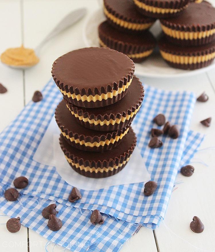 Homemade Reese's Peanut Butter Cups – These 4-ingredient homemade peanut butter cups are fun to make, super creamy, and melt-in-your-mouth delicious! | thecomfortofcooking.com