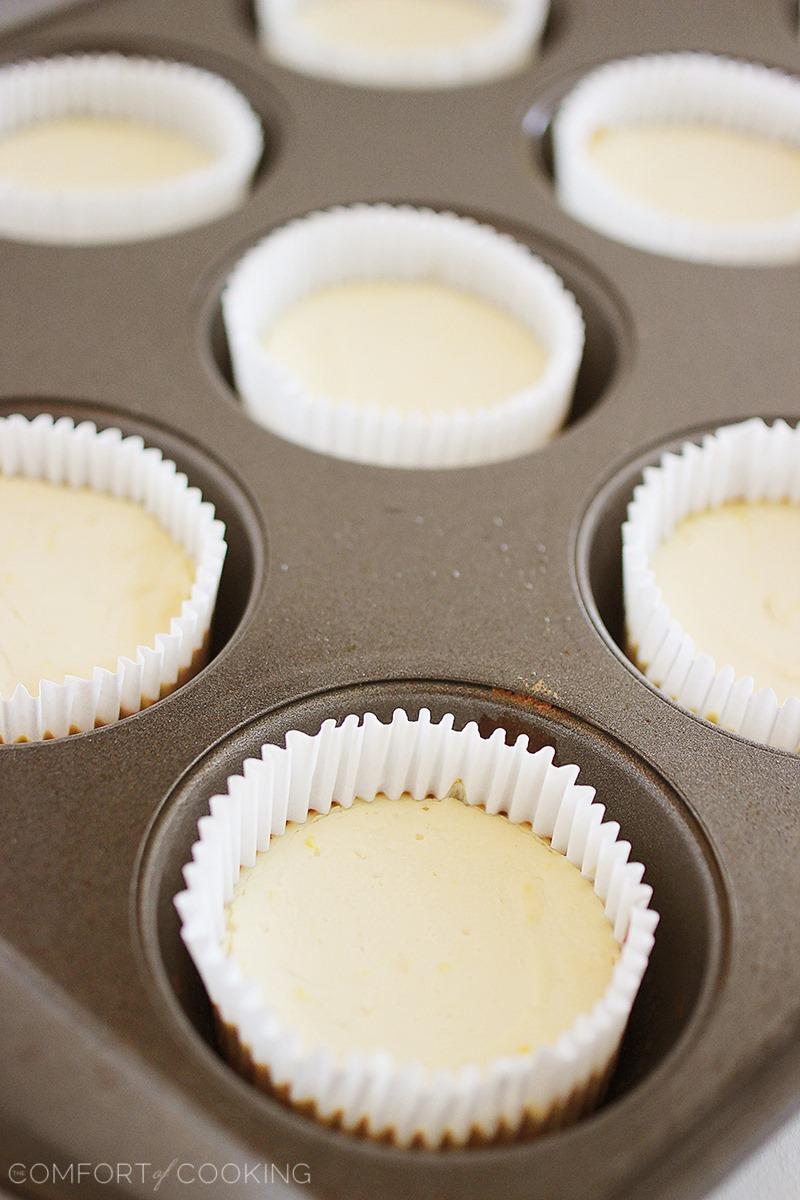 Skinny Lemon Cheesecake Cupcakes – Light, lemony cheesecake cups with Nilla wafer crust. Such a scrumptious, low-carb sweet treat everyone will love! | thecomfortofcooking.com