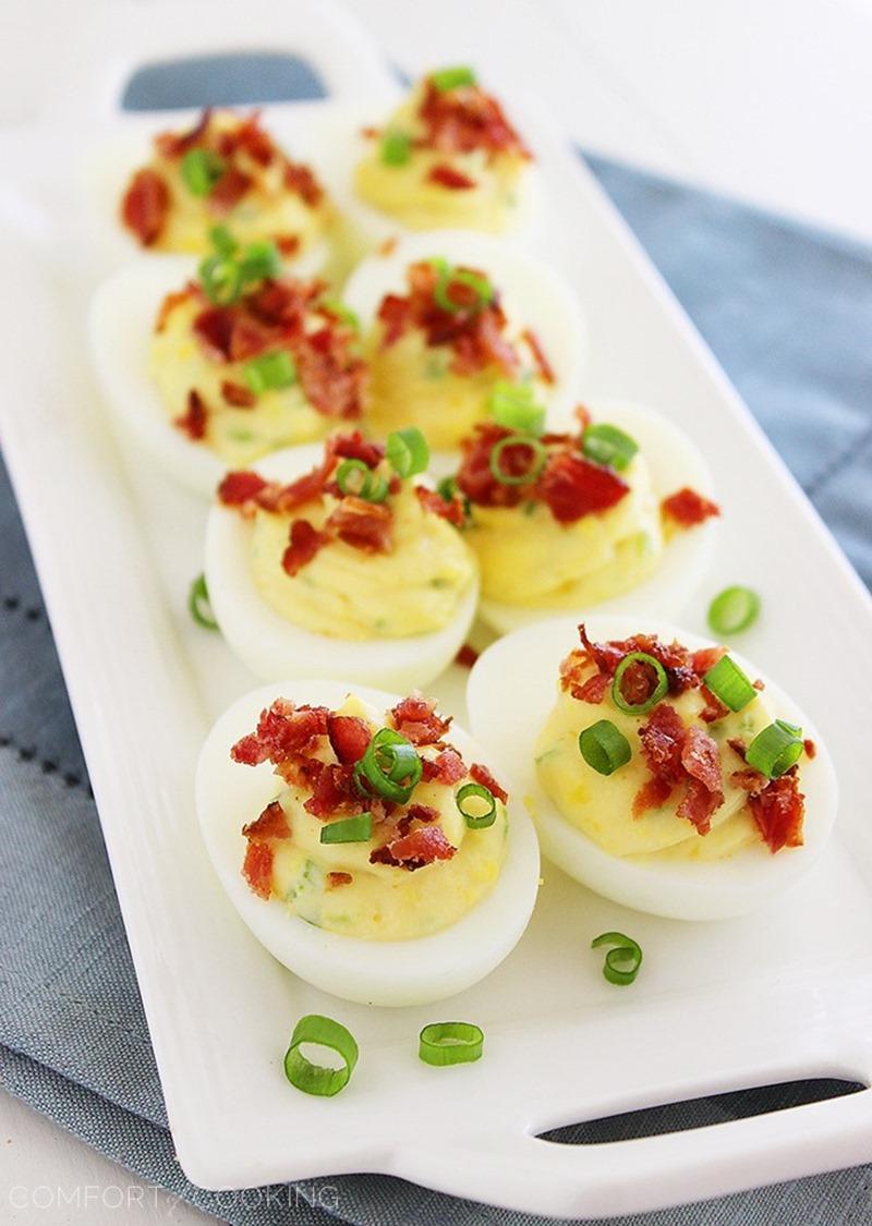 Bacon Jalapeño Deviled Eggs – Try this delicious twist on traditional deviled eggs. They're creamy, salty and scrumptious with a little kick from fresh jalapeño!| thecomfortofcooking.com