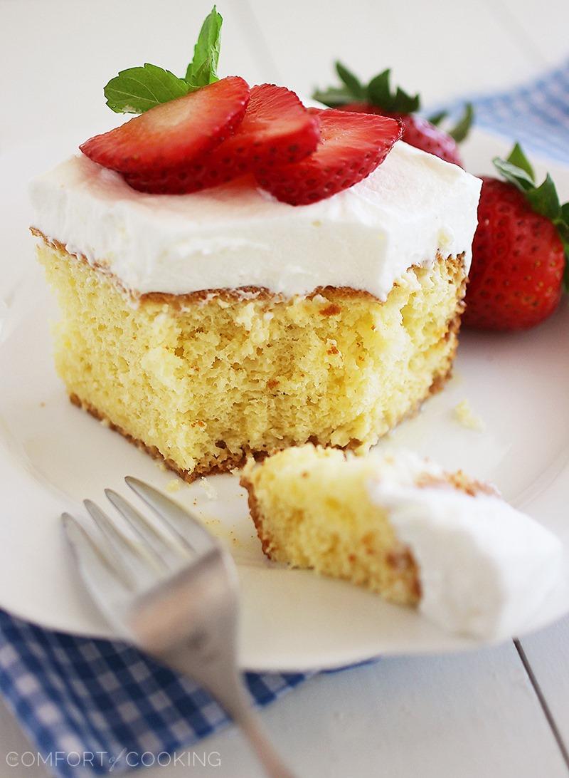Tres Leches Cake – This super soft, luscious Tres Leches Cake is easily made from scratch and perfect for year round celebrating! | thecomfortofcooking.com