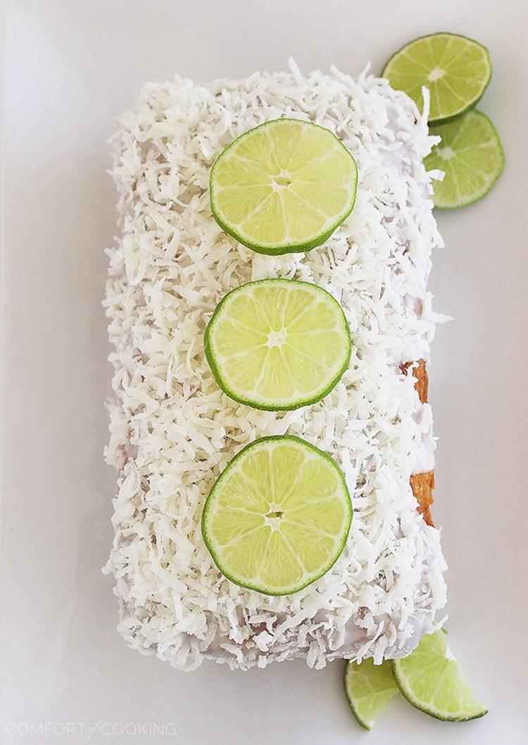 Coconut Lime Pound Cake – Soft and citrusy, this coconut-glazed pound cake hits the spot for breakfast or dessert. | thecomfortofcooking.com