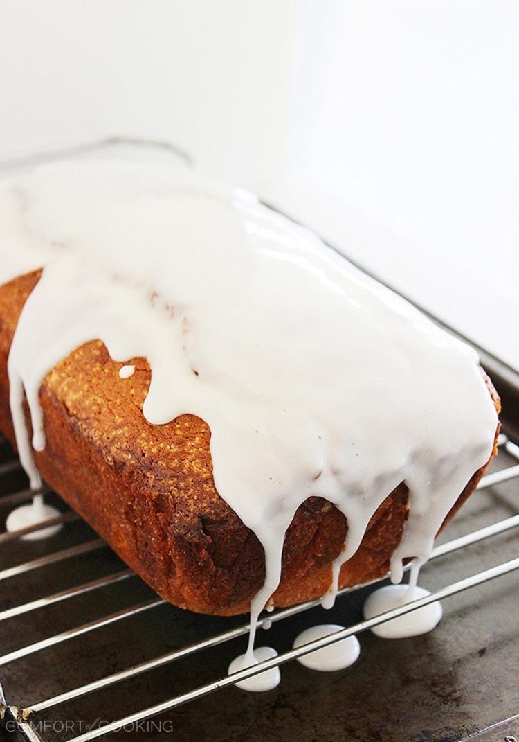 Coconut Lime Pound Cake – Soft and citrusy, this coconut-glazed pound cake hits the spot for breakfast or dessert. | thecomfortofcooking.com