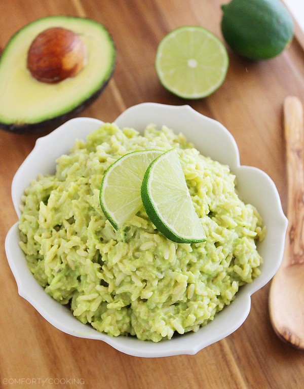 Avocado Lime Rice – Serve up this creamy, zesty avocado lime rice with all of your favorite Mexican dishes. So easy, healthy and colorful! | thecomfortofcooking.com