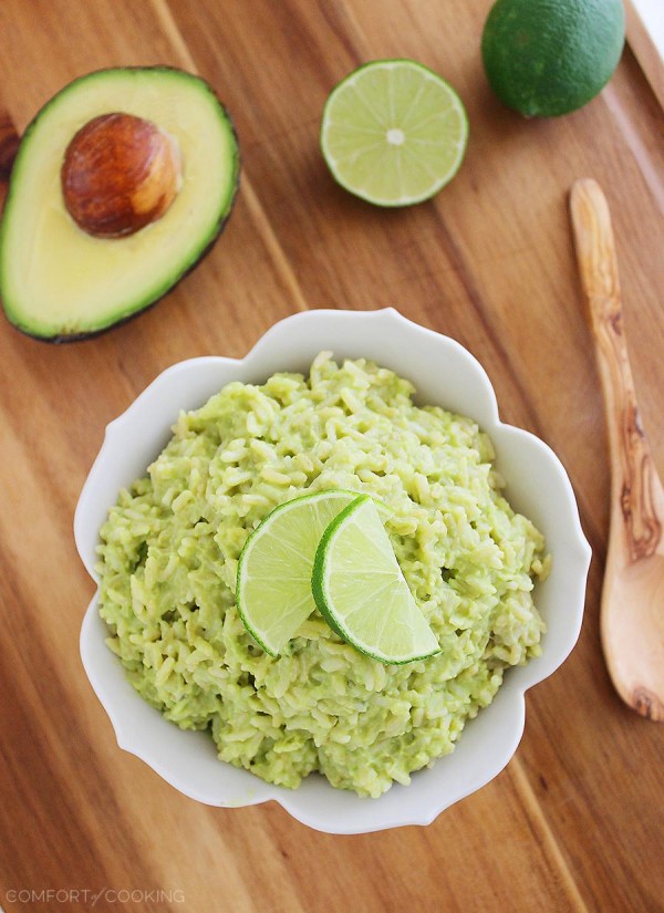 Avocado Lime Rice – Serve up this creamy, zesty avocado lime rice with all of your favorite Mexican dishes. So easy, healthy and colorful! | thecomfortofcooking.com