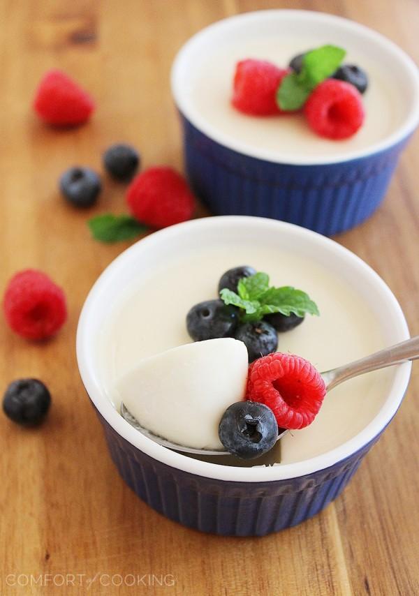 Lemon Panna Cotta with Fresh Berries – This creamy, heavenly and light Italian custard with berries has become a fast favorite. So easy, too! | thecomfortofcooking.com