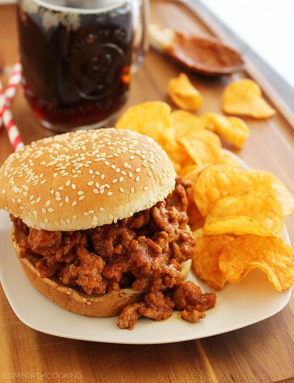 Root Beer Turkey Sloppy Joes – These scrumptious sloppy joes from scratch make a finger lickin' good weeknight meal! And SO easy! | thecomfortofcooking.com