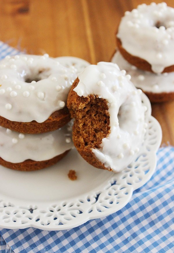 Glazed Gingerbread Donuts – A stack of soft, fluffy gingerbread donuts are perfect for a cozy winter breakfast or brunch! These donuts are baked and not fried, but taste extra indulgent. Easy to make and irresistible with coffee.| thecomfortofcooking.com