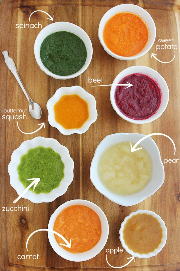 8 Easy Homemade Baby Purées: First Foods – Eight nutritious, wholesome (and incredibly quick & easy) baby food recipes are fresh on the table for your little one! Along with all the best products and tips I found helpful for preparing, storing and feeding baby. | thecomfortofcooking.com