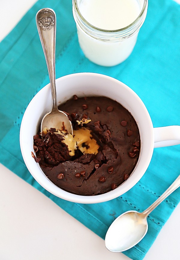 4 Ingredient Microwave Peanut Butter Nutella Brownie Mug Cake