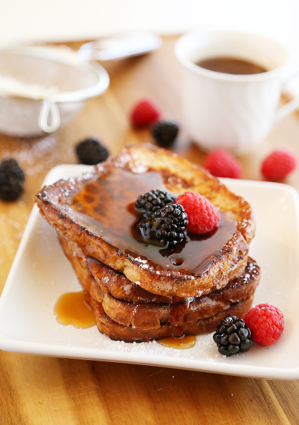 Cinnamon Swirl Bread French Toast – Just 5 ingredients and 10 minutes for this easy, gooey and delicious morning treat. Top with berries! Thecomfortofcooking.com