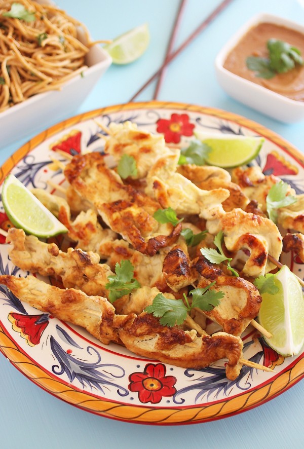 Coconut-Ginger Chicken Satay with Creamy Sriracha Sauce – Try this fresh twist on everyone's takeout favorite, with simple directions and easy-to-find ingredients. So zesty, tangy and delicious! | thecomfortofcooking.com