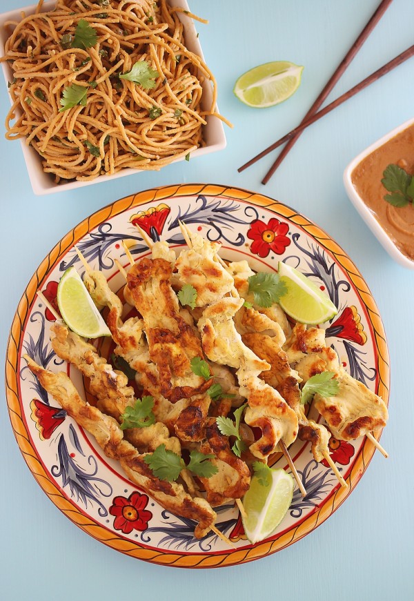 Coconut-Ginger Chicken Satay with Creamy Sriracha Sauce – Try this fresh twist on everyone's takeout favorite, with simple directions and easy-to-find ingredients. So zesty, tangy and delicious! | thecomfortofcooking.com