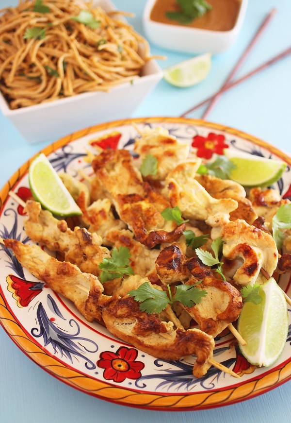 Coconut-Ginger Chicken Satay with Creamy Sriracha Sauce – Try this fresh twist on everyone's takeout favorite, with simple directions and easy-to-find ingredients. So zesty, tangy and delicious! | thecomfortofcooking.com