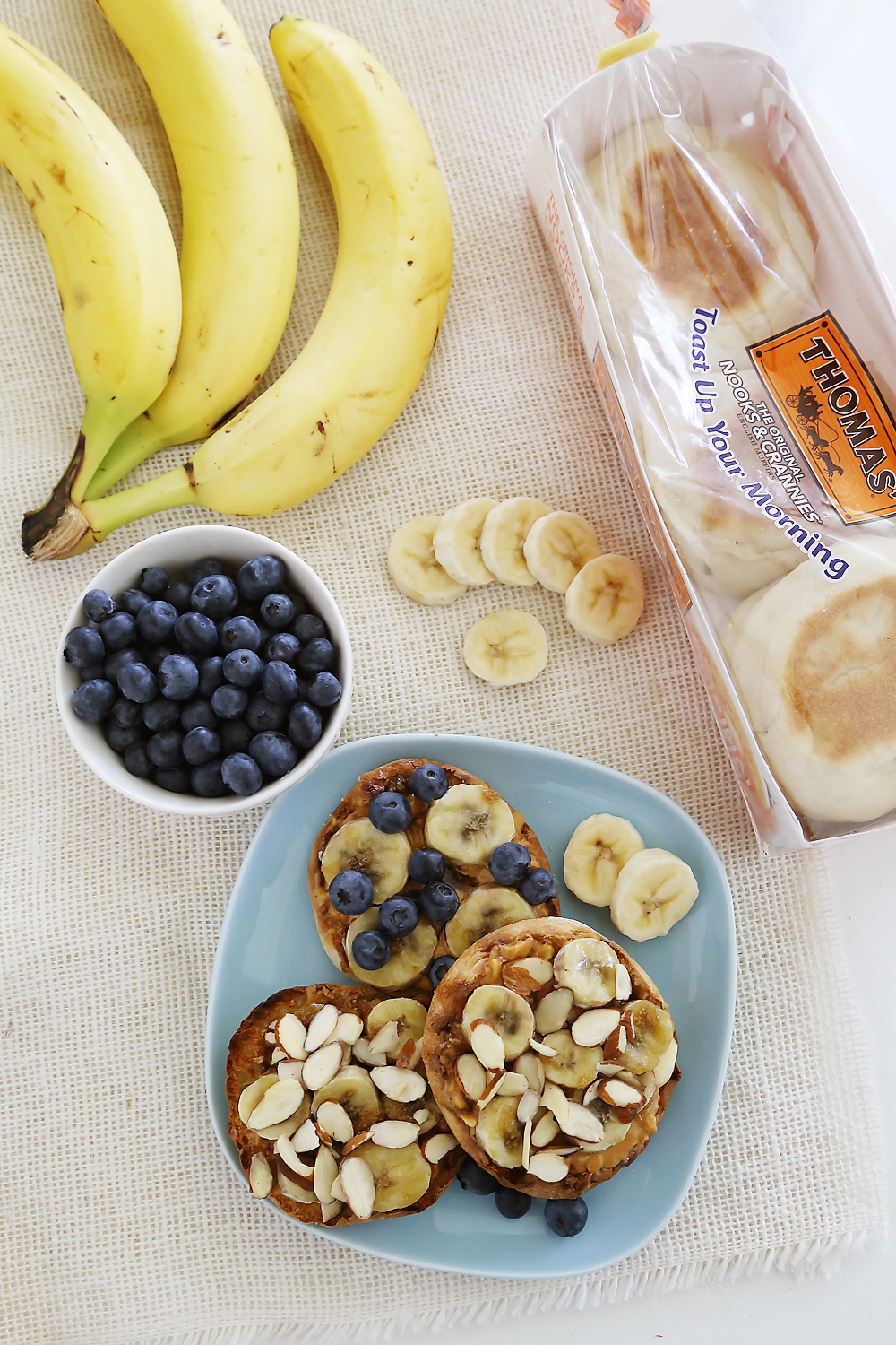 Brûléed Banana and Peanut Butter English Muffins – These delicious, protein packed muffins are perfect for weekend mornings! thecomfortofcooking.com