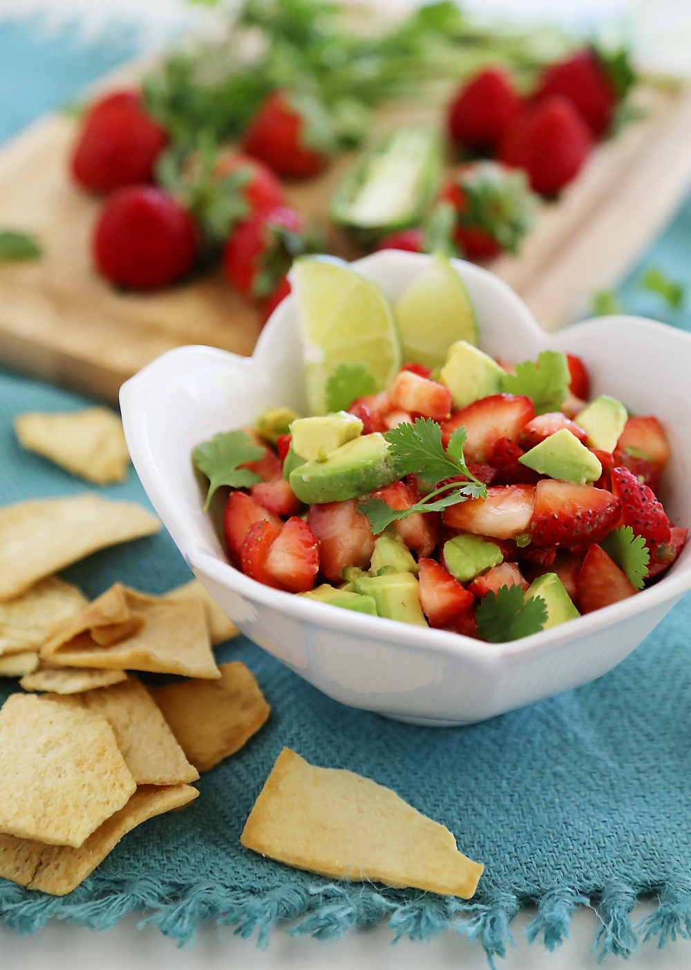 Strawberry Jalapeño Avocado Salsa - The perfect summer salsa! Serve with tortilla chips for snacking, or on the side of grilled meats, steak and fish. thecomfortofcooking.com