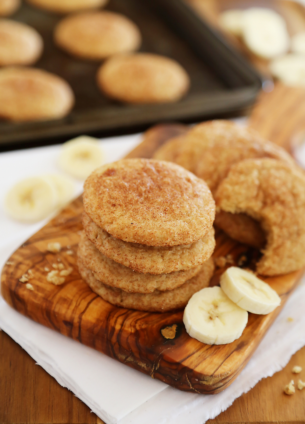 Banana Snickerdoodles – Leftover bananas? Bake these super soft, chewy cinnamon spiced snickerdoodles with sweet banana flavor! thecomfortofcooking.com