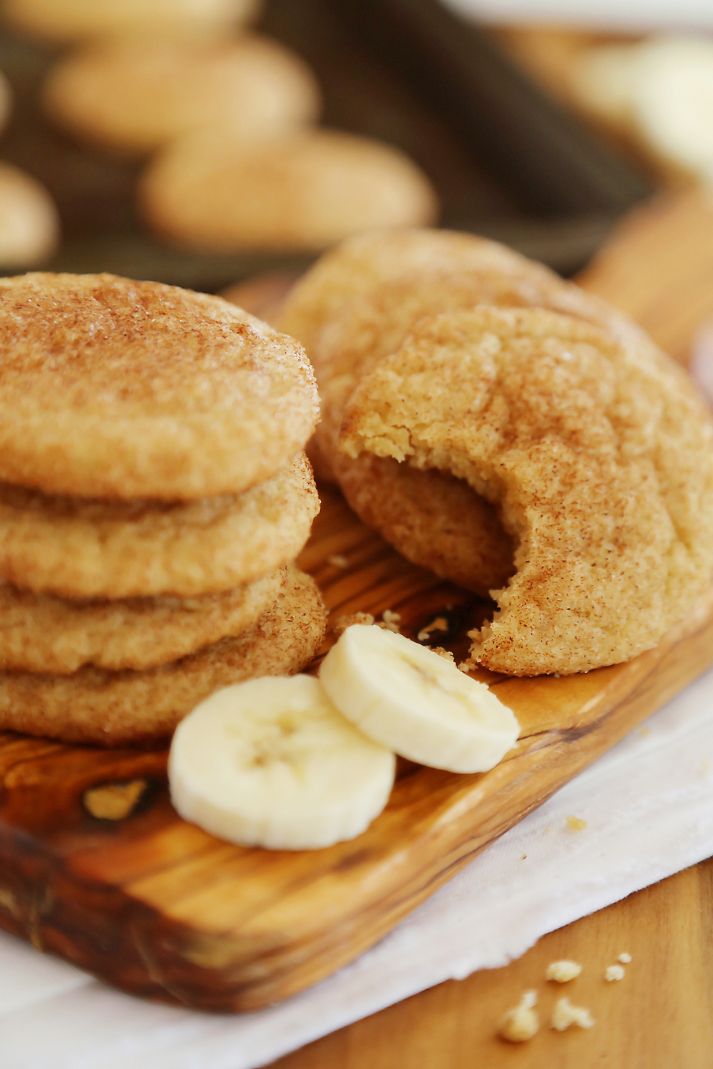 Banana Snickerdoodles – Leftover bananas? Bake these super soft, chewy cinnamon spiced snickerdoodles with sweet banana flavor! thecomfortofcooking.com