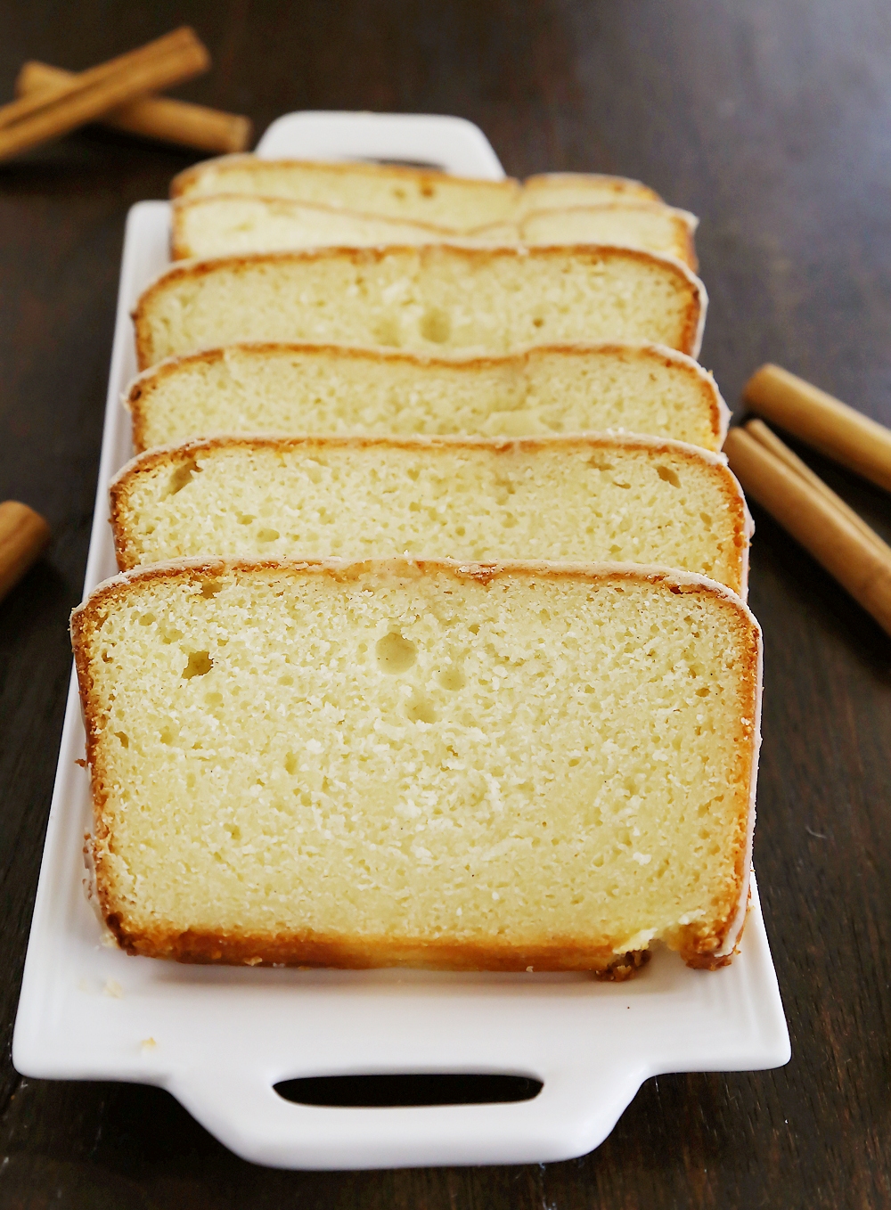 Vanilla Ricotta Pound Cake with Maple Glaze - Super moist, buttery vanilla pound cake with a spiced maple-cinnamon glaze. Thecomfortofcooking.com