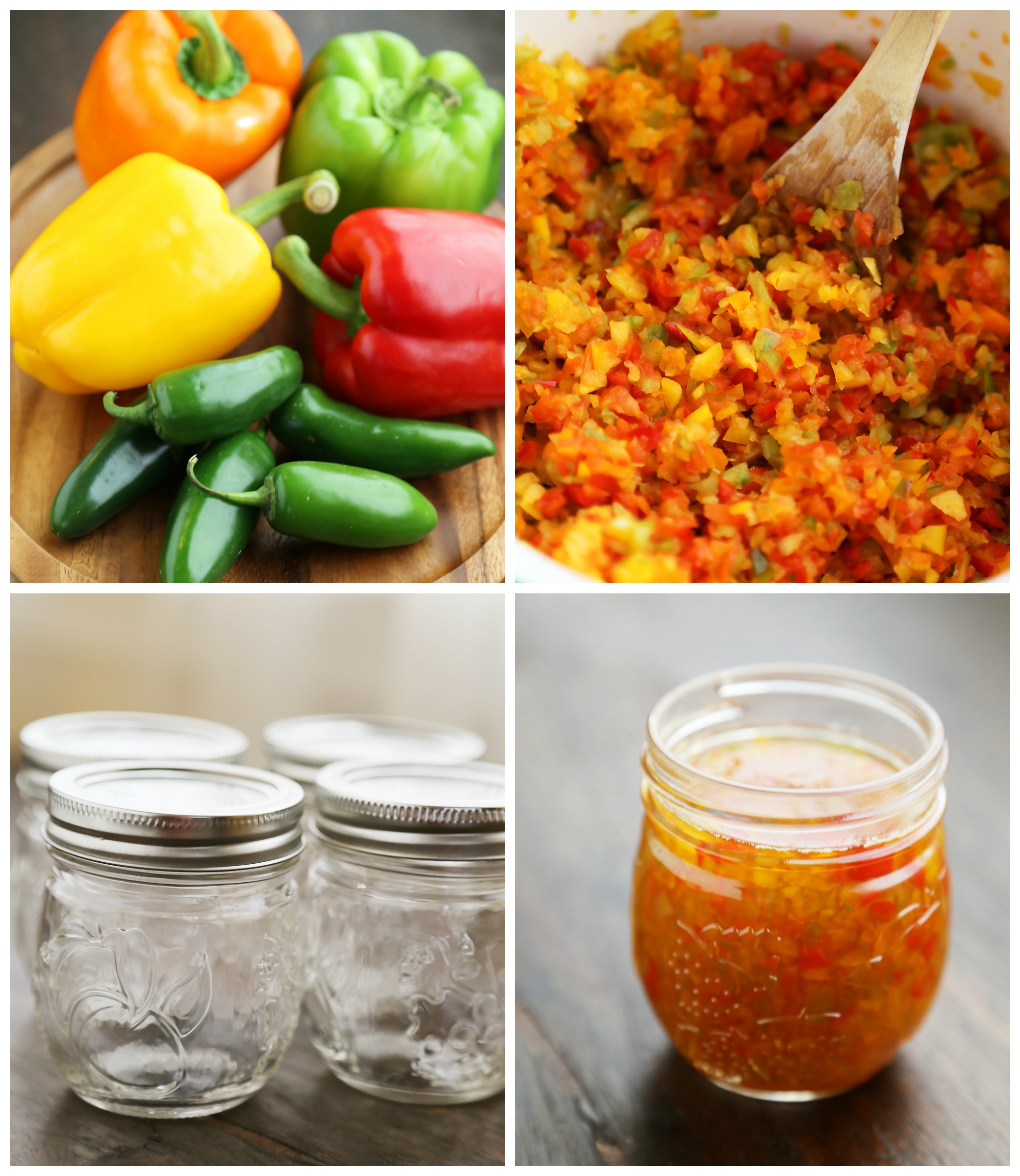Quick & Easy Hot Pepper Jelly - Spicy, sweet + colorful spread is perfect on a toasted baguette, sandwiches, pizzas, frittatas, and more! Thecomfortofcooking.com
