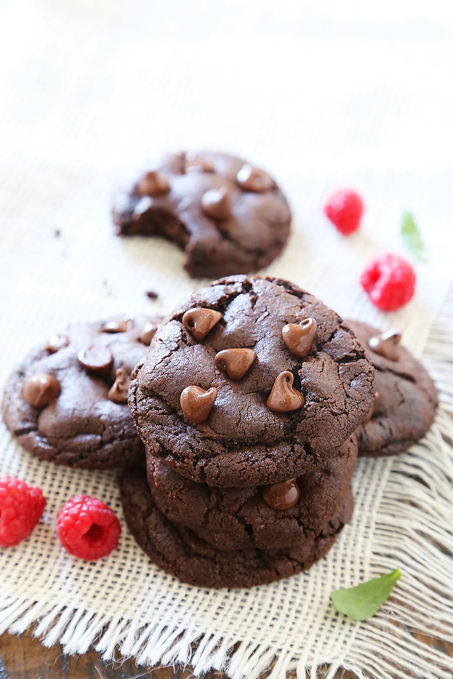 Soft & Chewy Double Chocolate Cookies - These cookies are melt-in-your-mouth good, and so easy to make. Less than 10 ingredients + 10 minutes in the oven! thecomfortofcooking.com