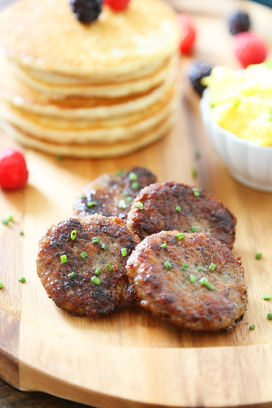 Simple Homemade Breakfast Sausage - This deliciously spiced, sizzled pork sausage is the perfect pair to pancakes, and so simple to make! All you need is a handful of pantry ingredients. Thecomfortofcooking.com