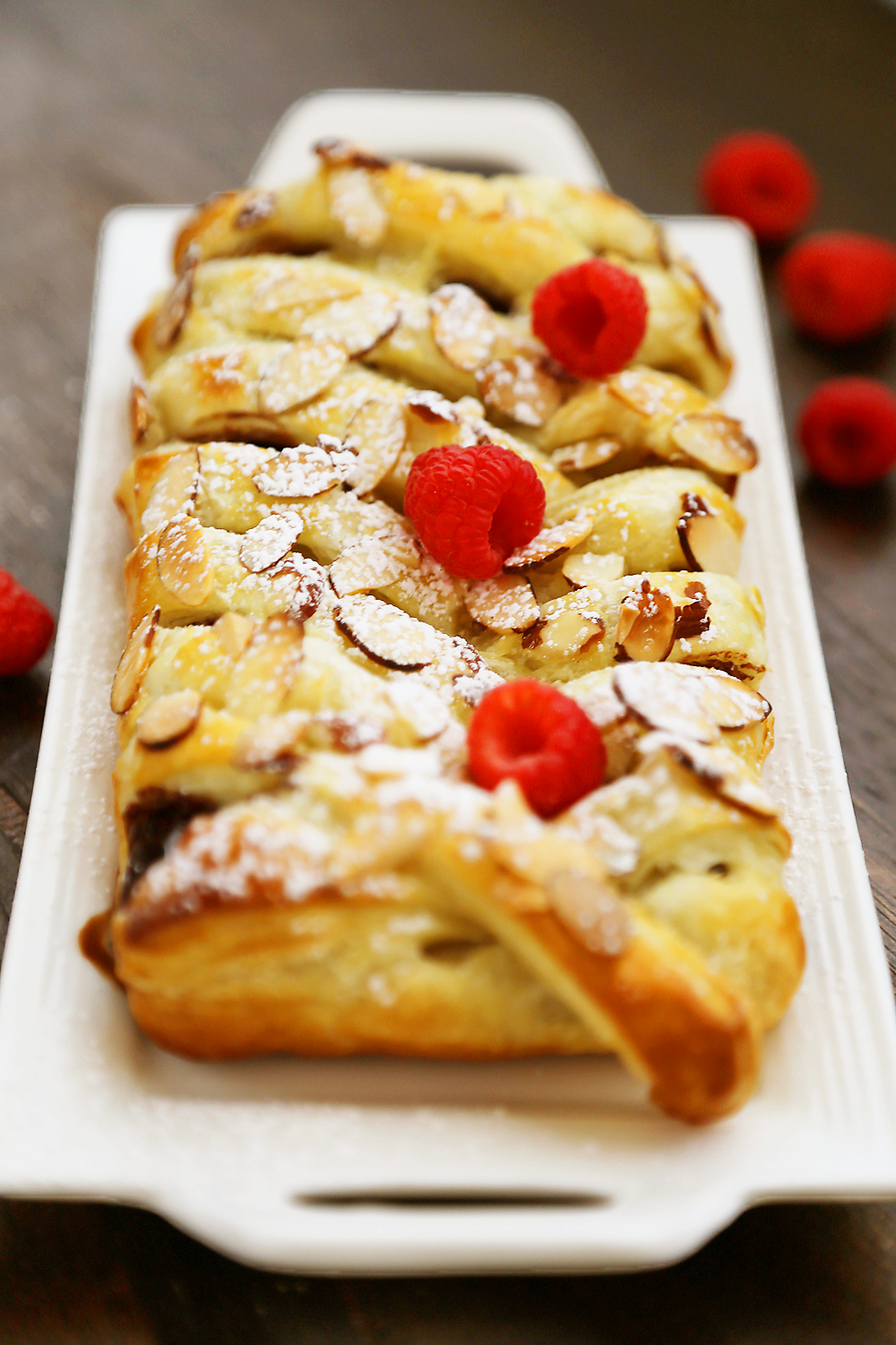 Easy Chocolate-Almond Puff Pastry Braid - So quick & easy! Bake this 4-ingredient treat for an effortless and impressive dessert. Thecomfortofcooking.com