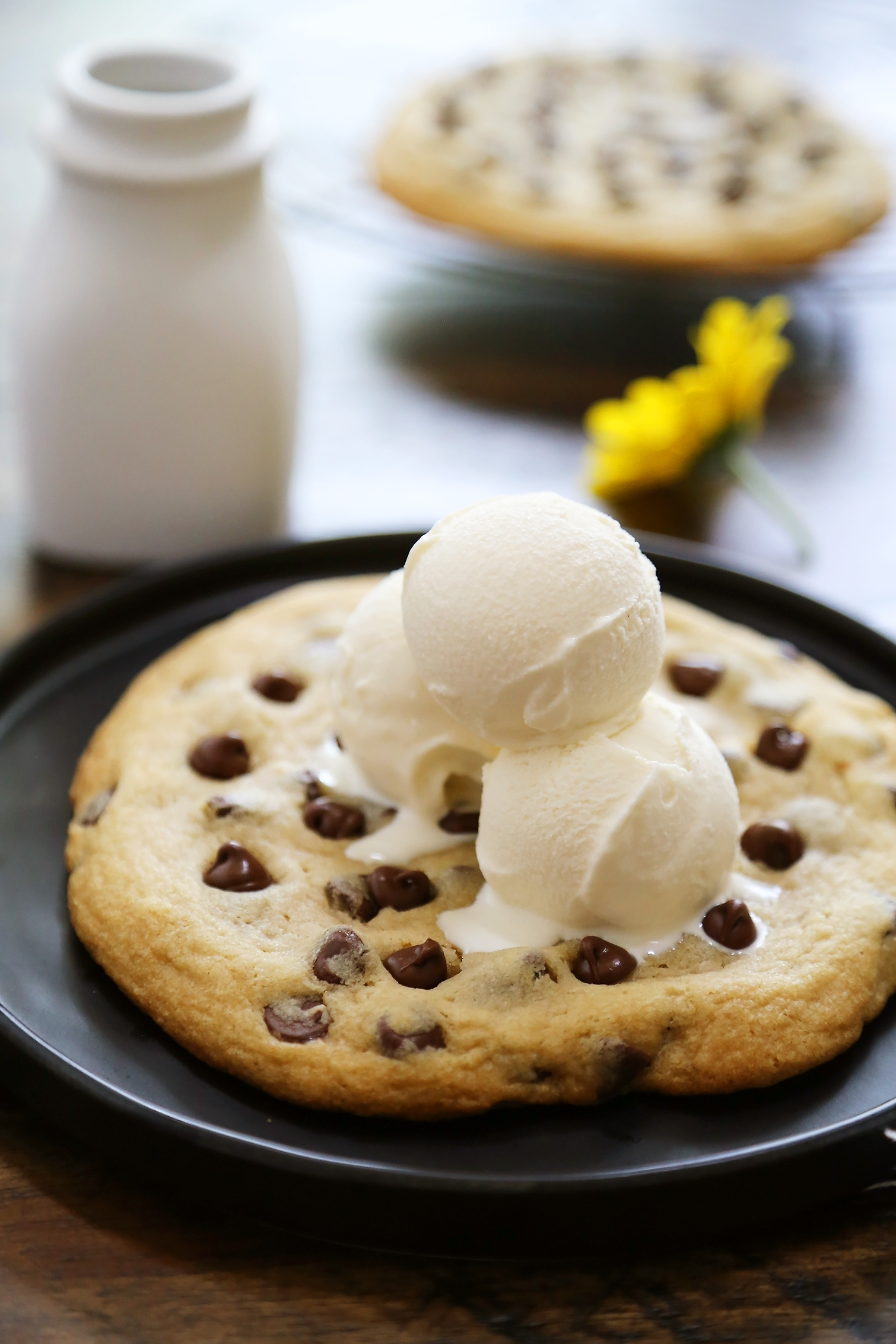 Emergency Chocolate Chip Cookie for Two - Giant, gooey cookies for a bad day! Quick and easy cookies to share or freeze for later. thecomfortofcooking.com