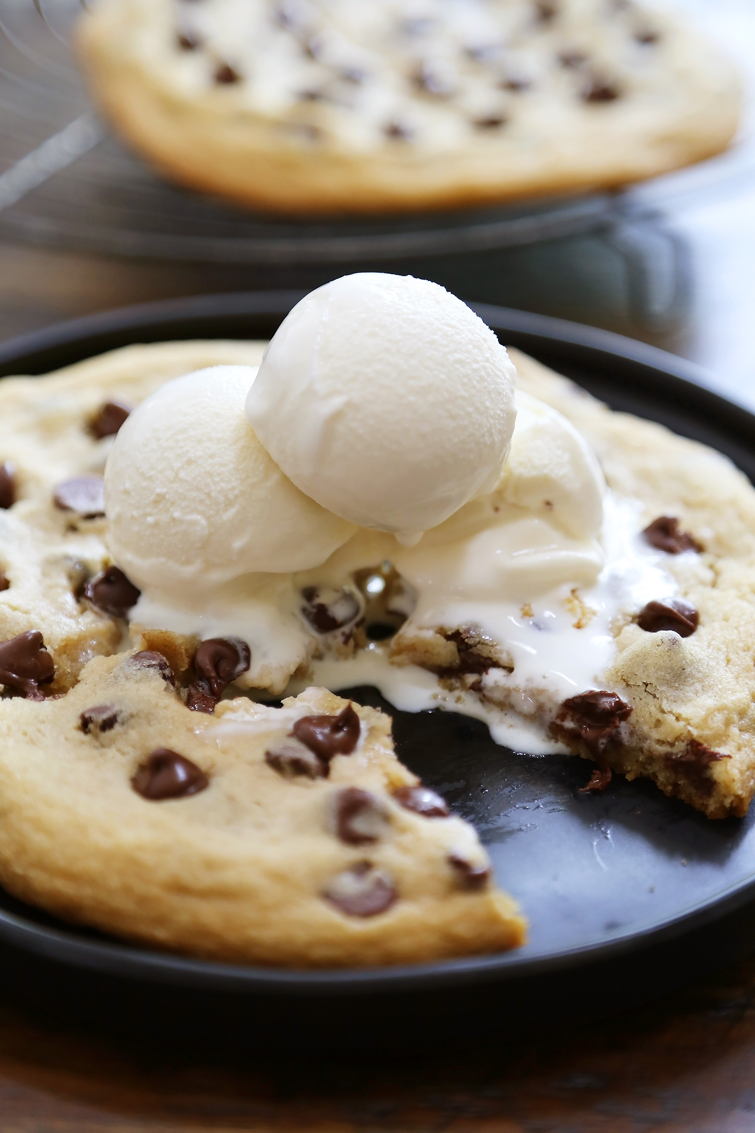 Emergency Chocolate Chip Cookie for Two - Giant, gooey cookies for a bad day! Quick and easy cookies to share or freeze for later. thecomfortofcooking.com