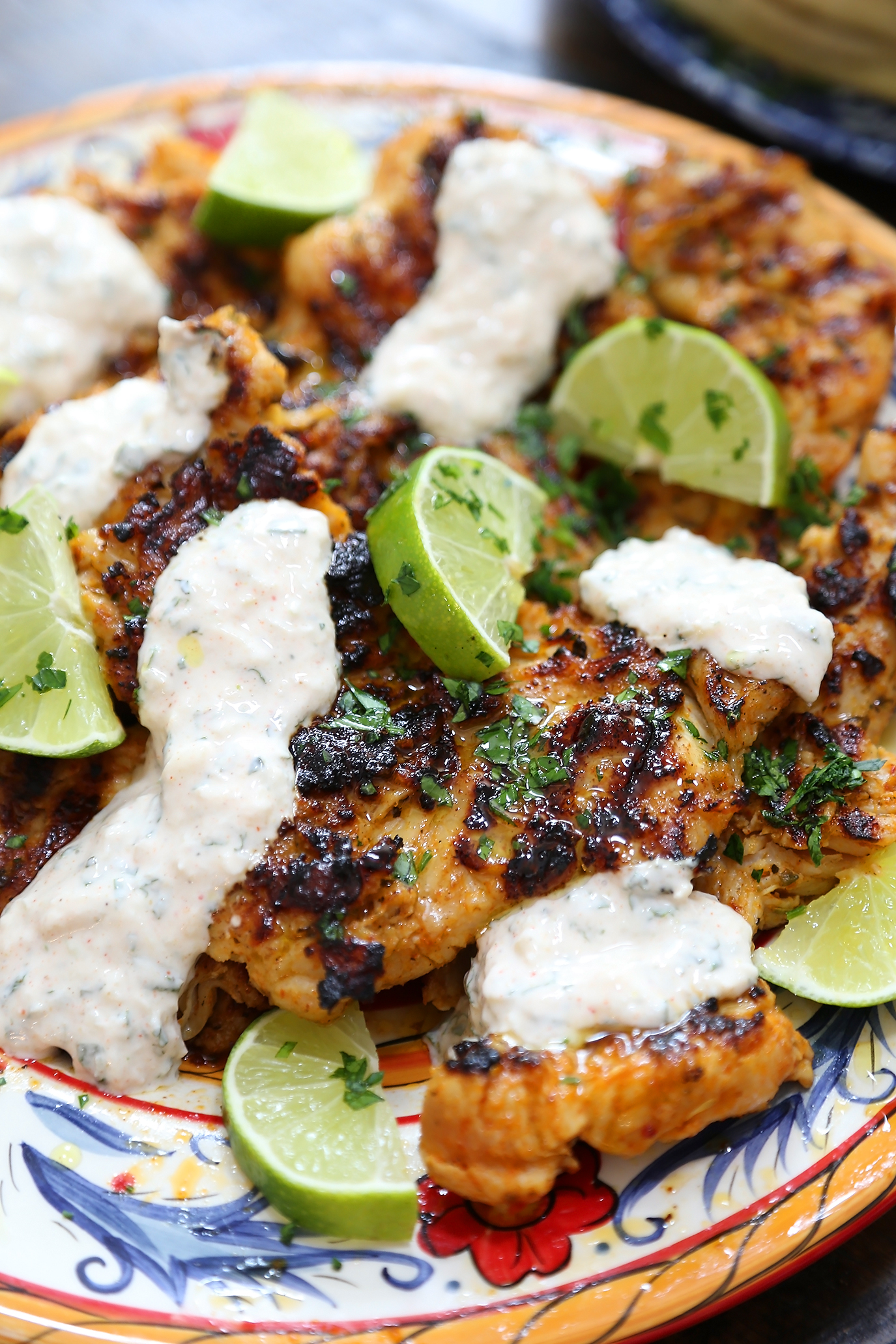 Chili-Lime Grilled Chicken with Cucumber-Mint Sauce - So delicious! Juicy grilled chicken with a cool, refreshing cucumber sauce made easy! thecomfortofcooking.com