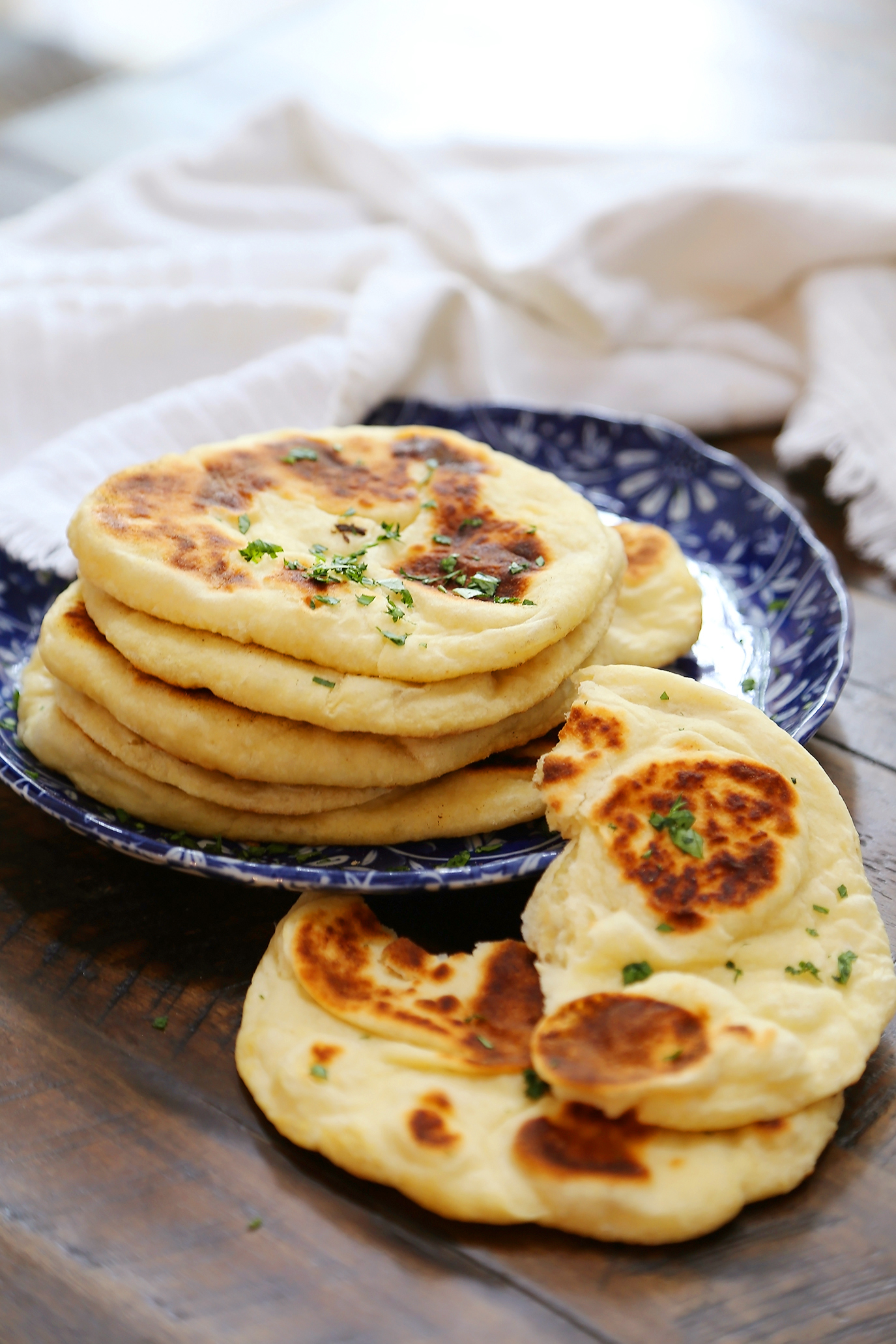 Homemade Naan (Soft Flatbread) - Soft, buttery and EASY flatbread made with only pantry ingredients! thecomfortofcooking.com