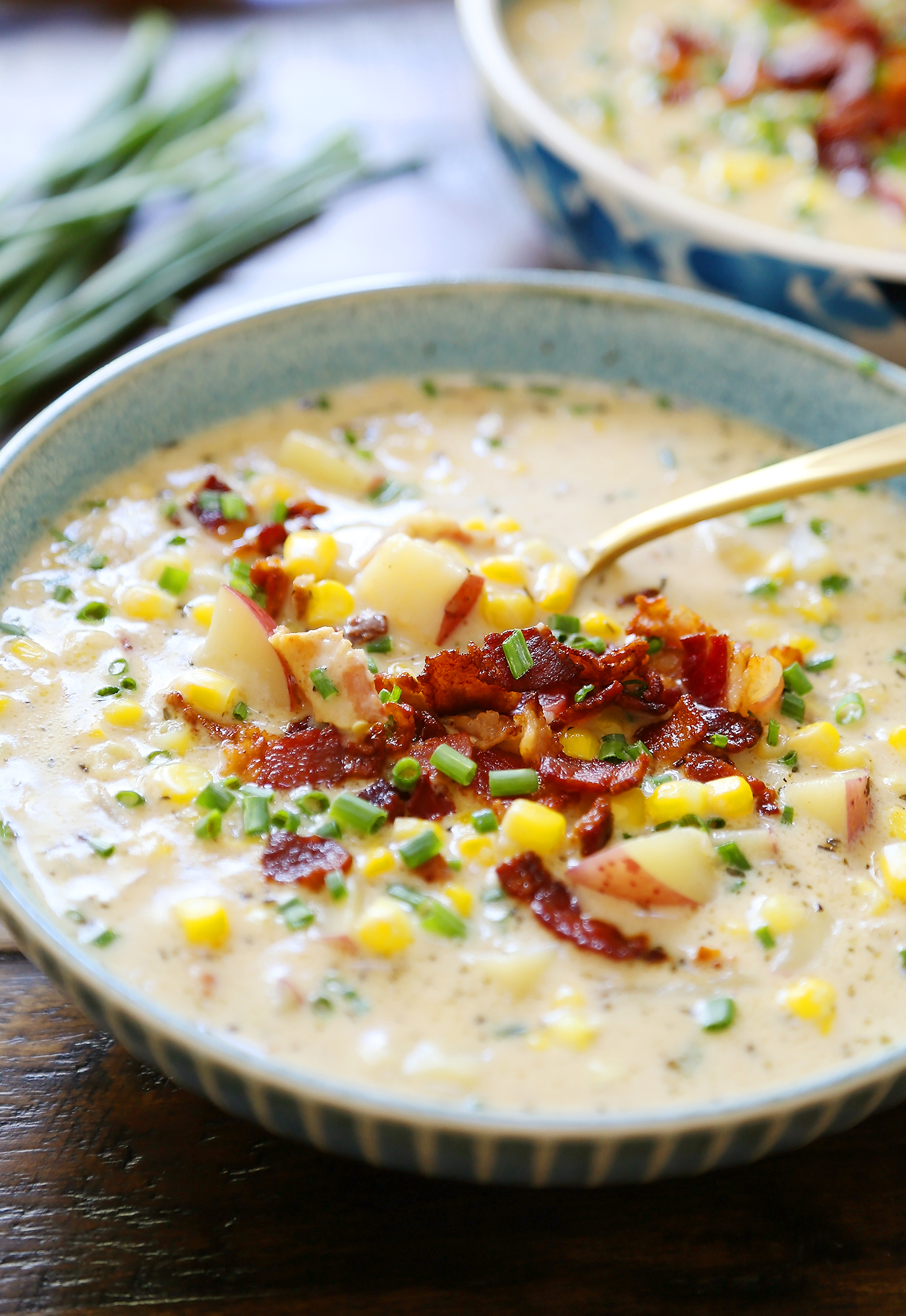 Creamy Corn Chowder with Bacon - Cozy, delicious 30-minute meal. Quick + easy in one pot! thecomfortofcooking.com