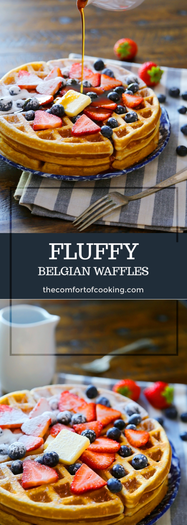 Fluffy Belgian Waffles - The BEST soft-yet-crisp, thick Belgian waffles made easy at home. thecomfortofcooking.com