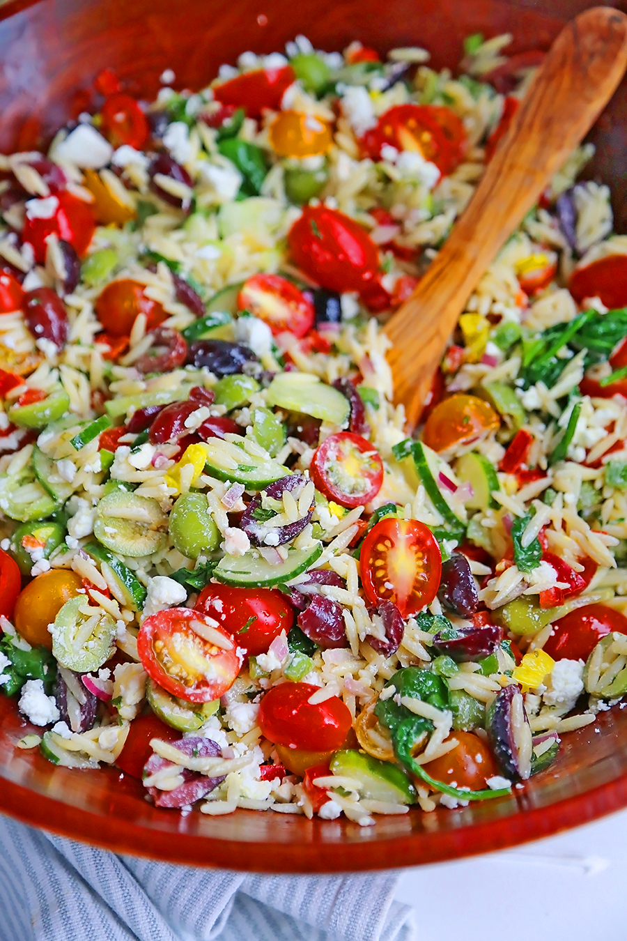 Warm Mediterranean Orzo Salad - Munchmeals by Janet