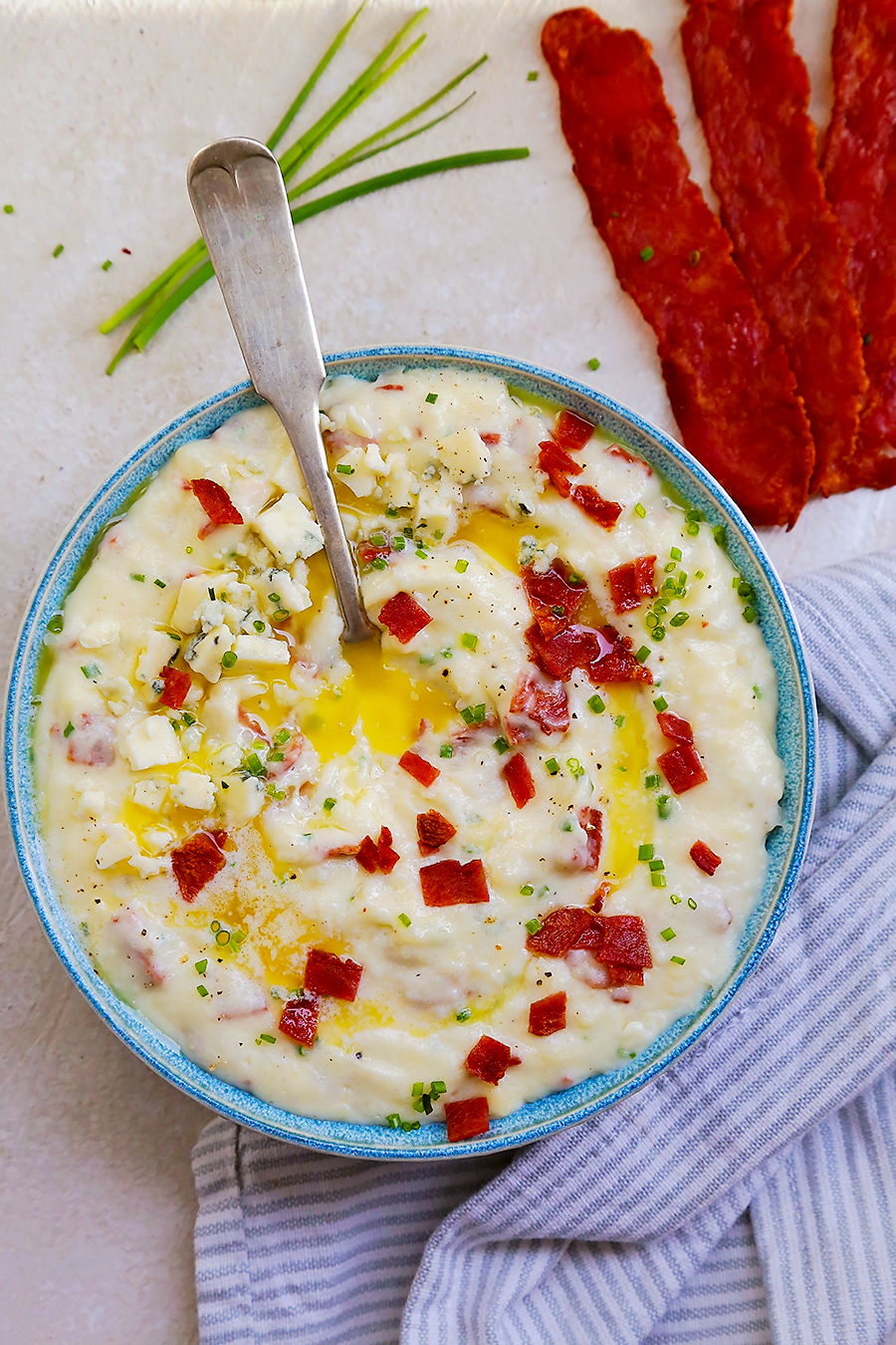 Bacon and Gorgonzola Cornbread Wedges