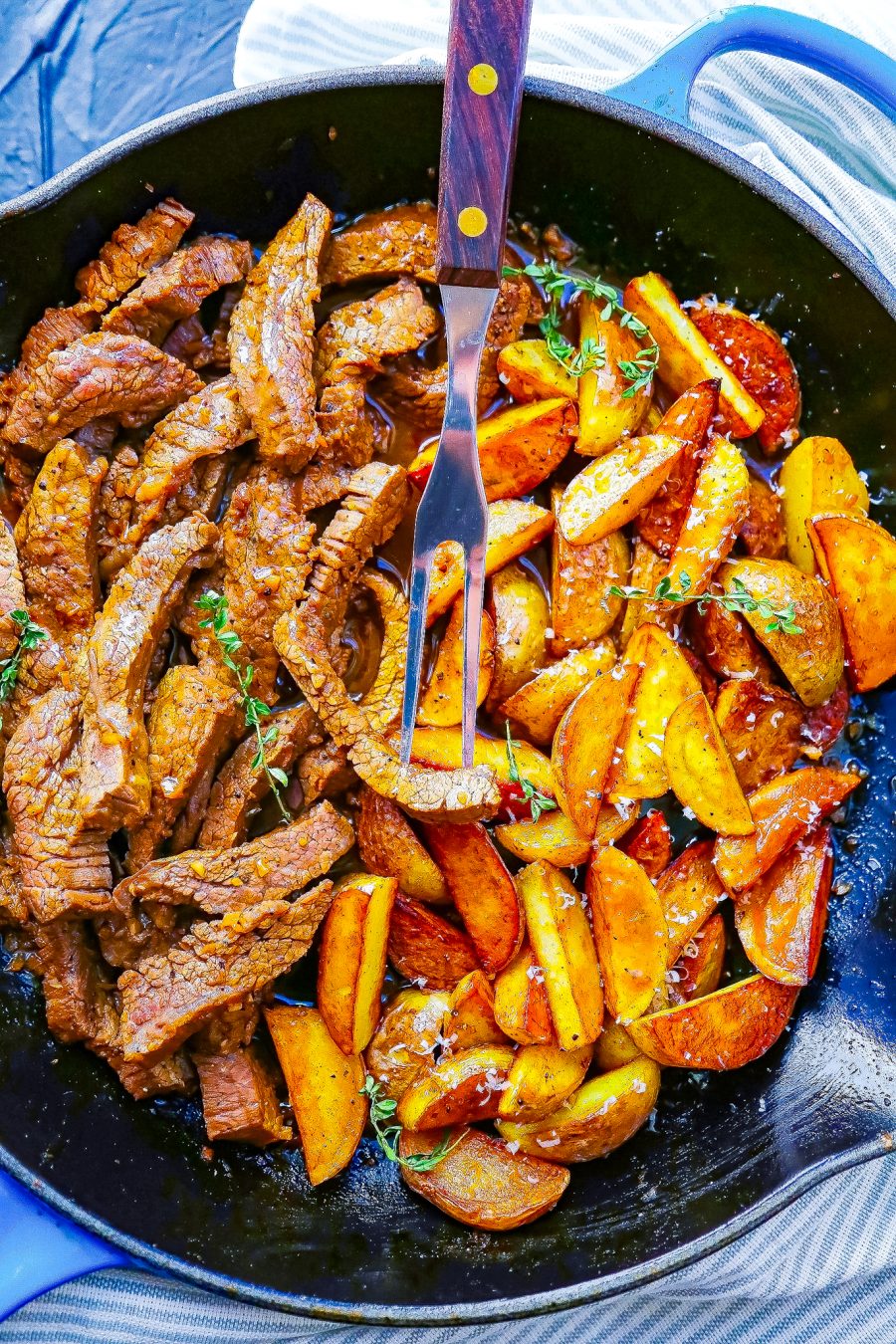 One Skillet Coffee-Rubbed Steak and Potatoes Dinner